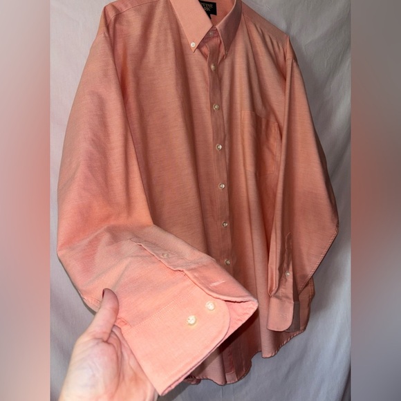 Casual Peach Button Down Shirt with Classic Collar - Picture 4 of 11